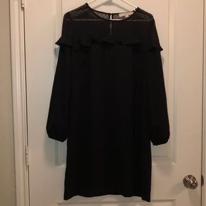 LOFT polka dot & ruffle LBD